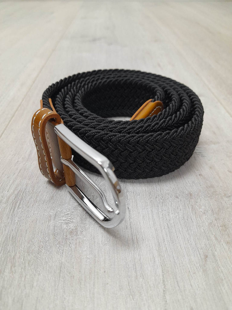 Wide Woven Belt - Black