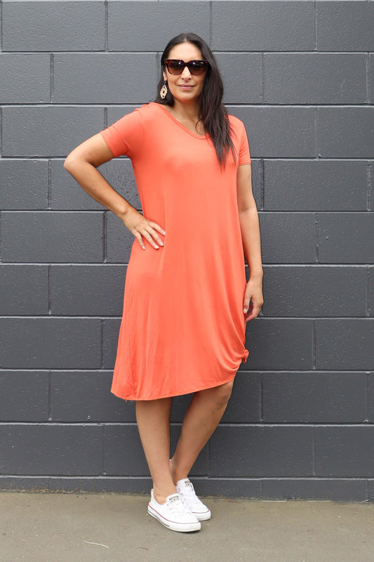 Basic A-line Janey Dress - Orange