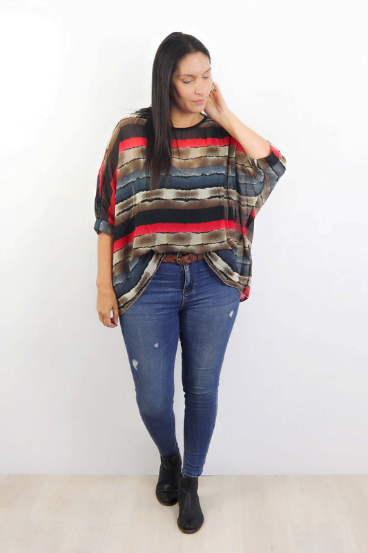 PRE-ORDER** Bold Stripe Draped Top - Vogue Collection