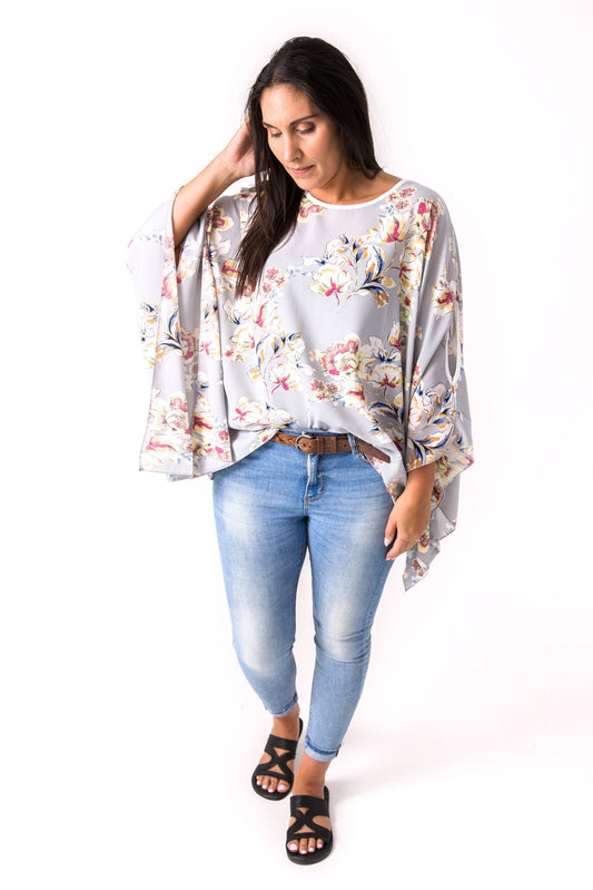 Butterfly Top - Grey Floral