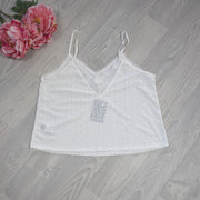 Embroidered Lace Back Blake Singlet - White
