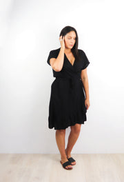 Short Black Olivia Wrap Dress