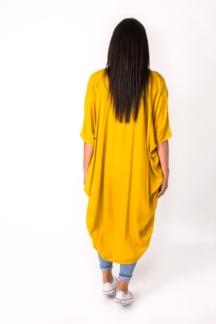 Long Plain Kimono - Mustard