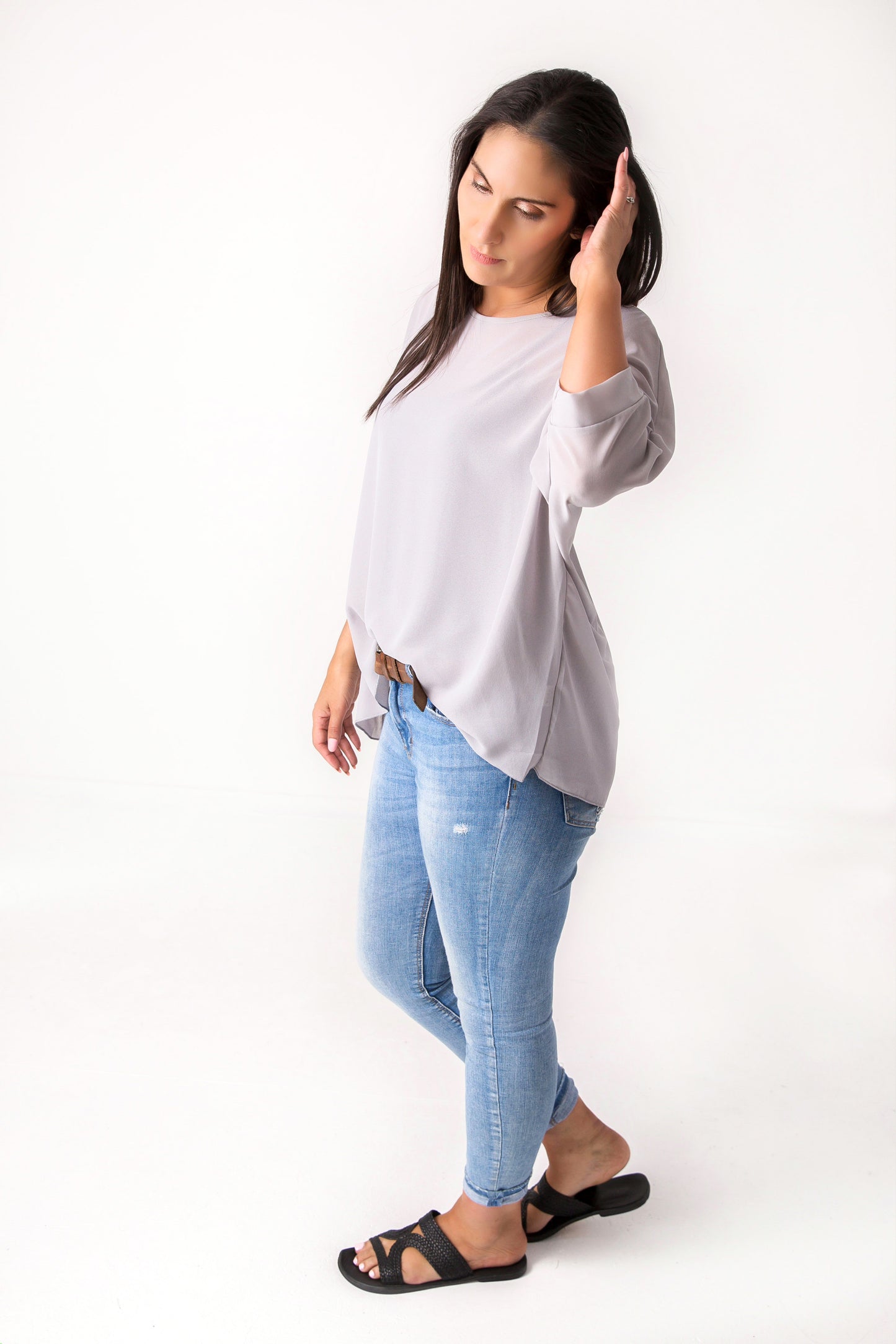 Grey Draped Top - Essential Collection
