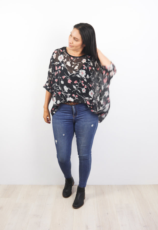 Climbing Flowers Draped Top - Floral Collection