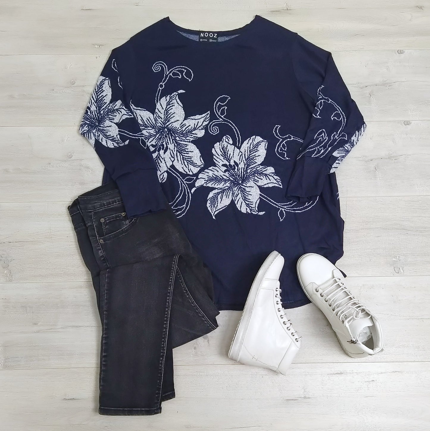 Navy Hibiscus Acrylic Jersey