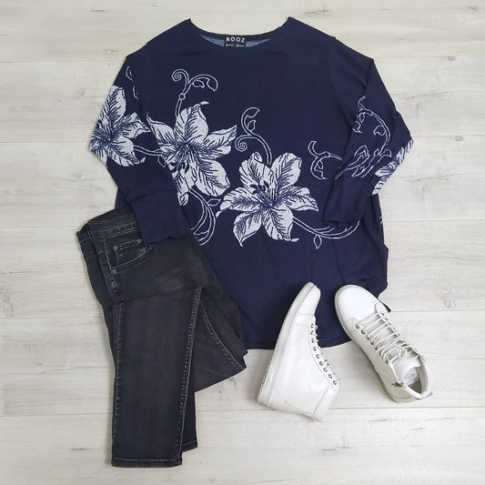 Navy Hibiscus Acrylic Jersey