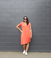 Basic A-line Janey Dress - Orange
