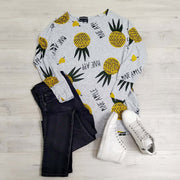 Pineapple Print Acrylic Jersey- Grey & Yellow