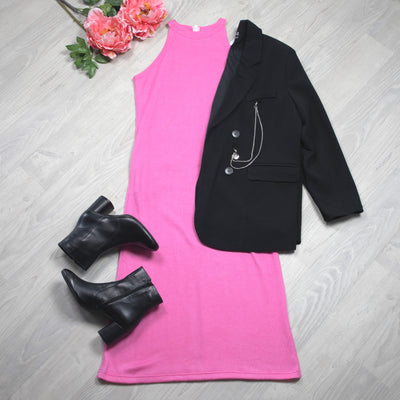 Ribbed Tank Dress - Lolly Pink