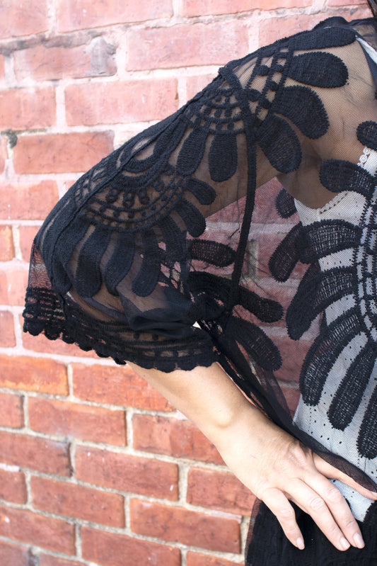 Tatiana Embroidered Cardi - Black