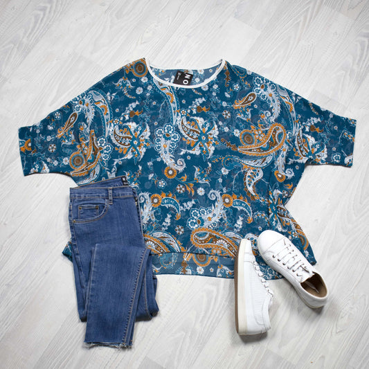 Teal Paisley Draped Top - Vogue Collection