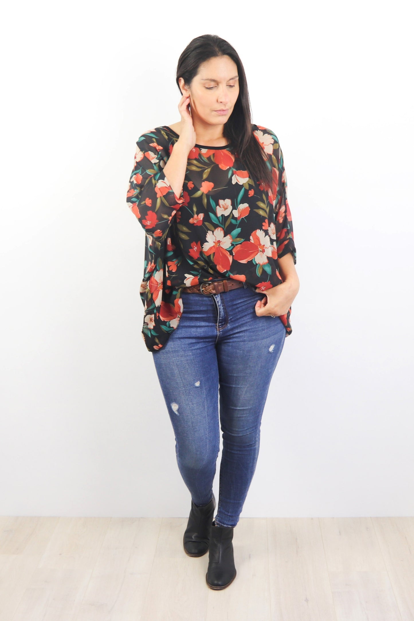 Terracotta Blossom Draped Top - Floral Collection
