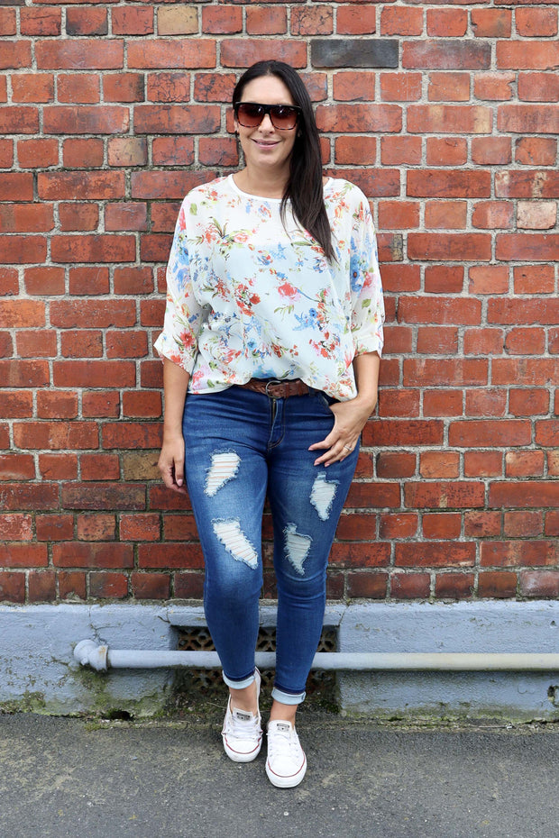 Vintage Floral Draped Tops - Floral Collection