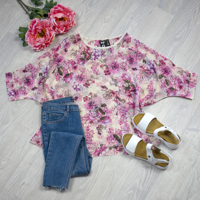 Vintage Pink Floral Draped Top - Floral Collection