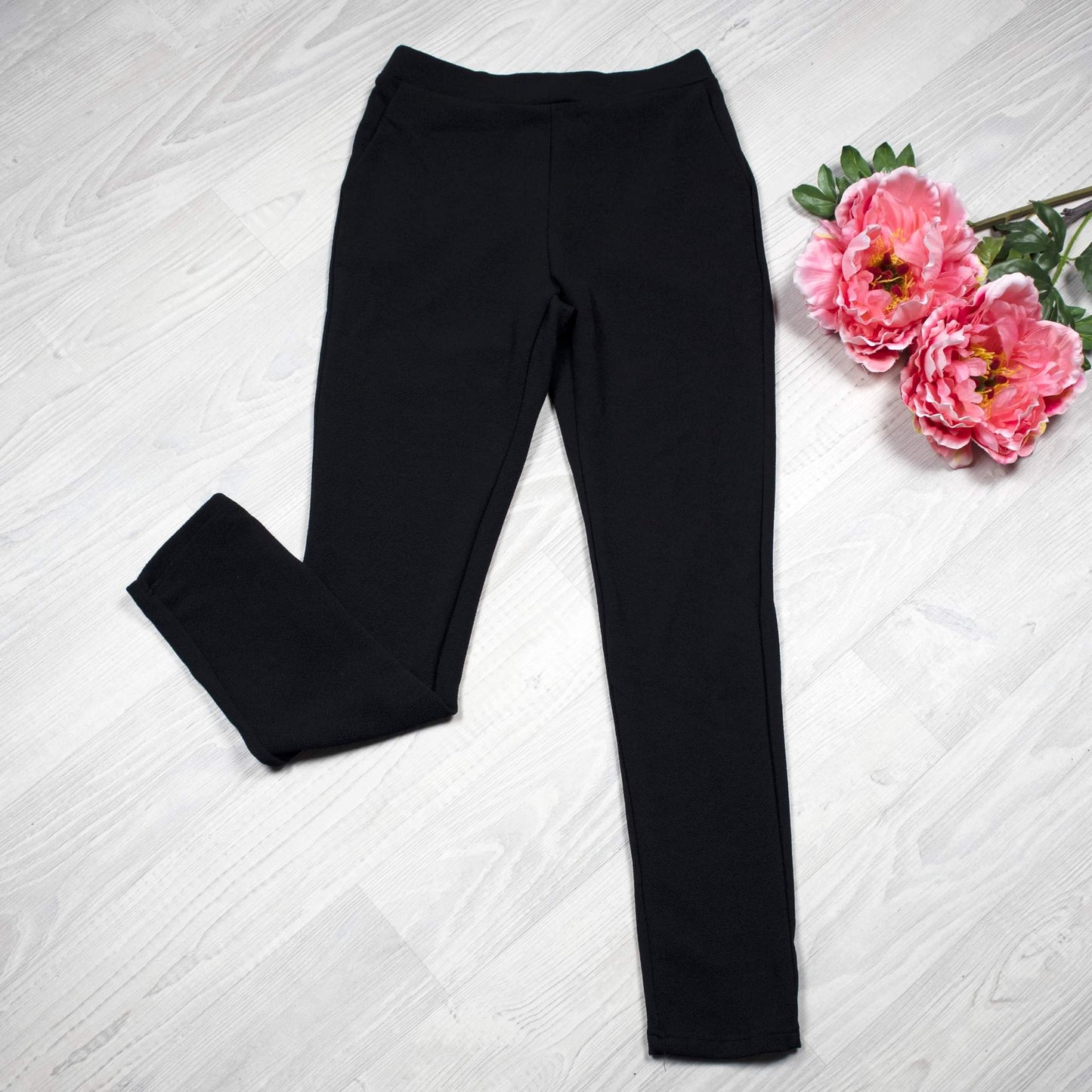 Stretchy Black Textured Pants
